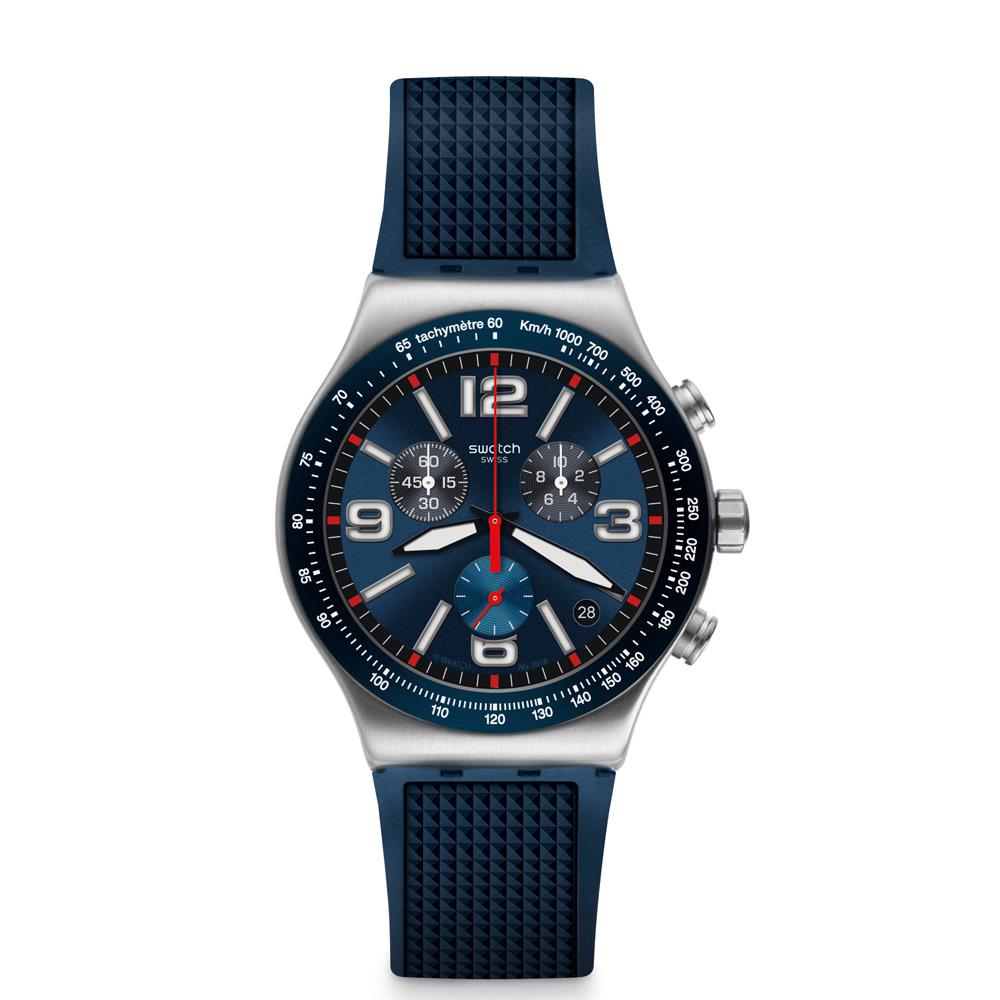 Swatch Blue Grid Chronograph Watch